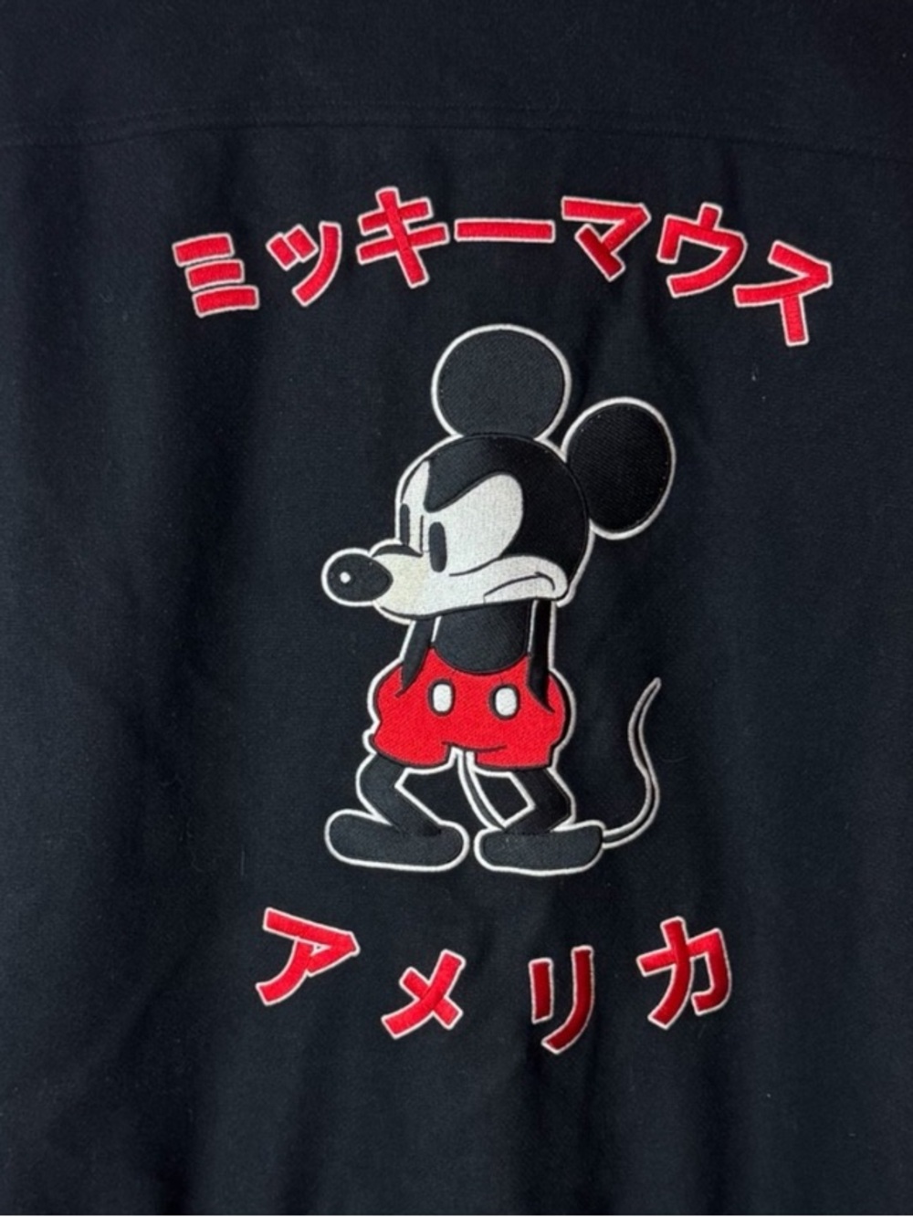 Forever 21 Mickey Mouse letterman jacket - Black with Red Accent